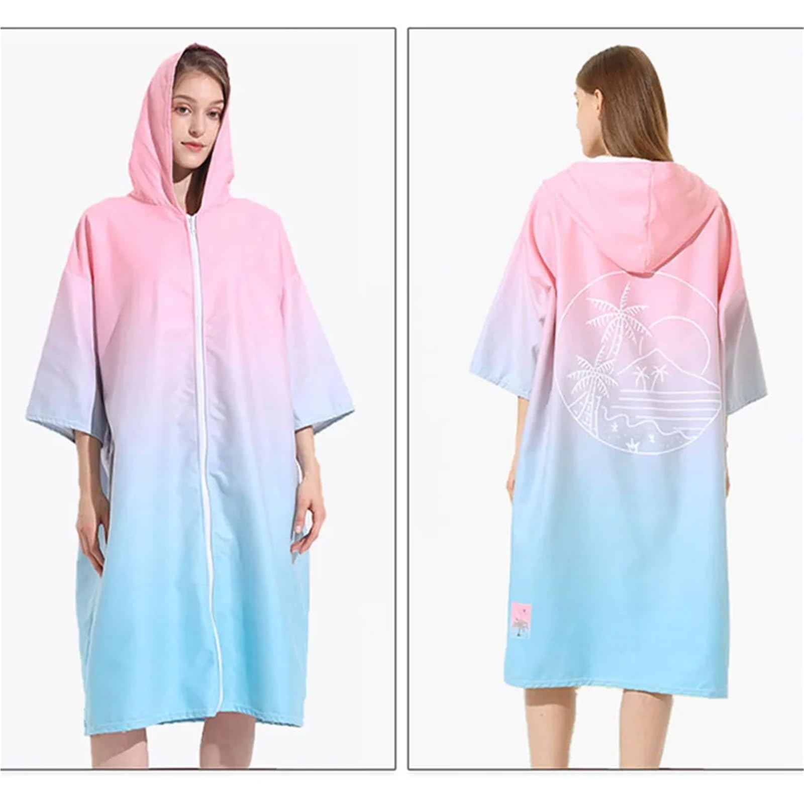 Toalla de Playa Grande, Traje de Neopreno, cambiante, natación, Toallas de baño con Capucha, Surf, Secado rápido, Hombres y Mujeres, Bata de baño(Pink Blue)