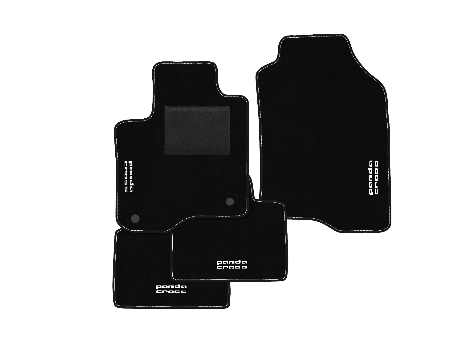 Tappetini compatibili con Fiat Panda Cross (4x4) 2012-2021, kit tappetini auto personalizzati, set tappeti in moquette