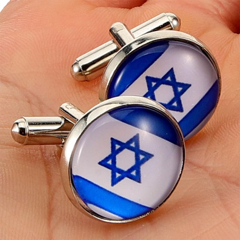Gemelos bandera Israel para hombre, 4 piezas, aleación clásica miniatura 7