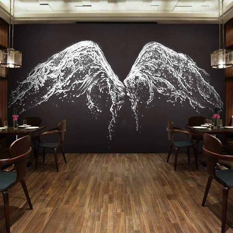 Papier peint panoramique trompe l'oeil 3d pour transformer l'ambiance d'un salon moderne