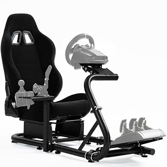 Anman Inspired Racing Wheel Stand with Black Seat Fit for Logitech G923 G25 G27,for Fanatec,for Thrustmaster T248 T300,Comfortable Driving Simulator Cockpit,Not Included Wheel Shifter & Pedals