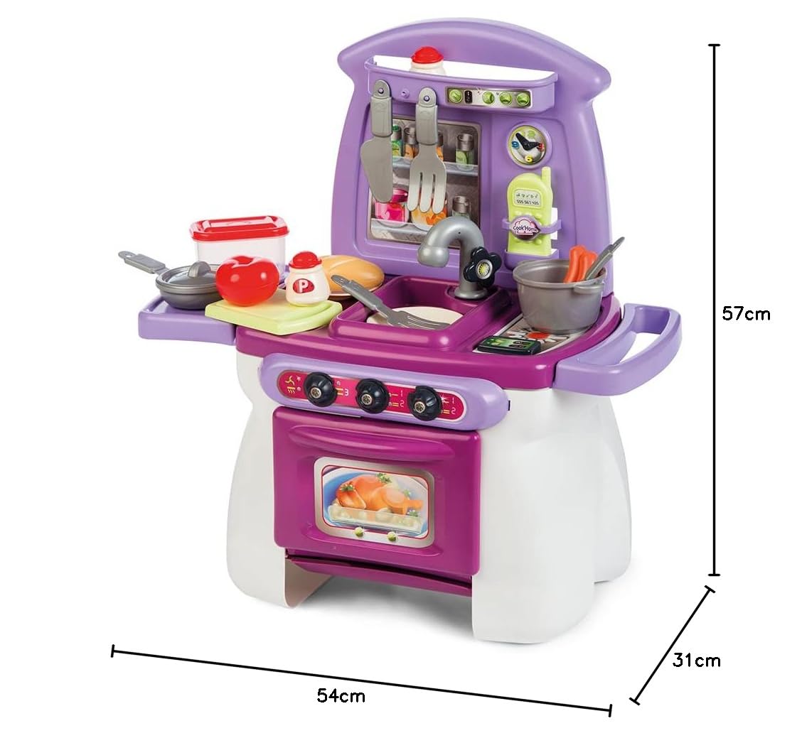 Chicos My First Cocina De Sobremesa Para Niños Con 15 Accesorios – Incluye Olla, Sartén, Cubiertos Y Fruta, Juguete De Rol Desde 18 Meses