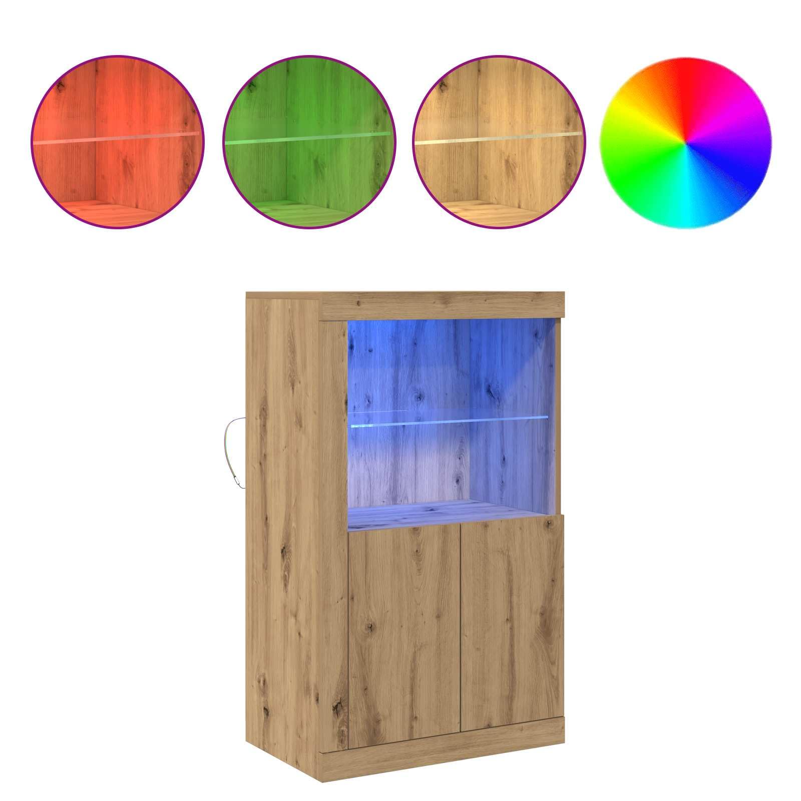 Sideboard LED 60,5 x 37 x 100 cm, in legno di rovere Artisan