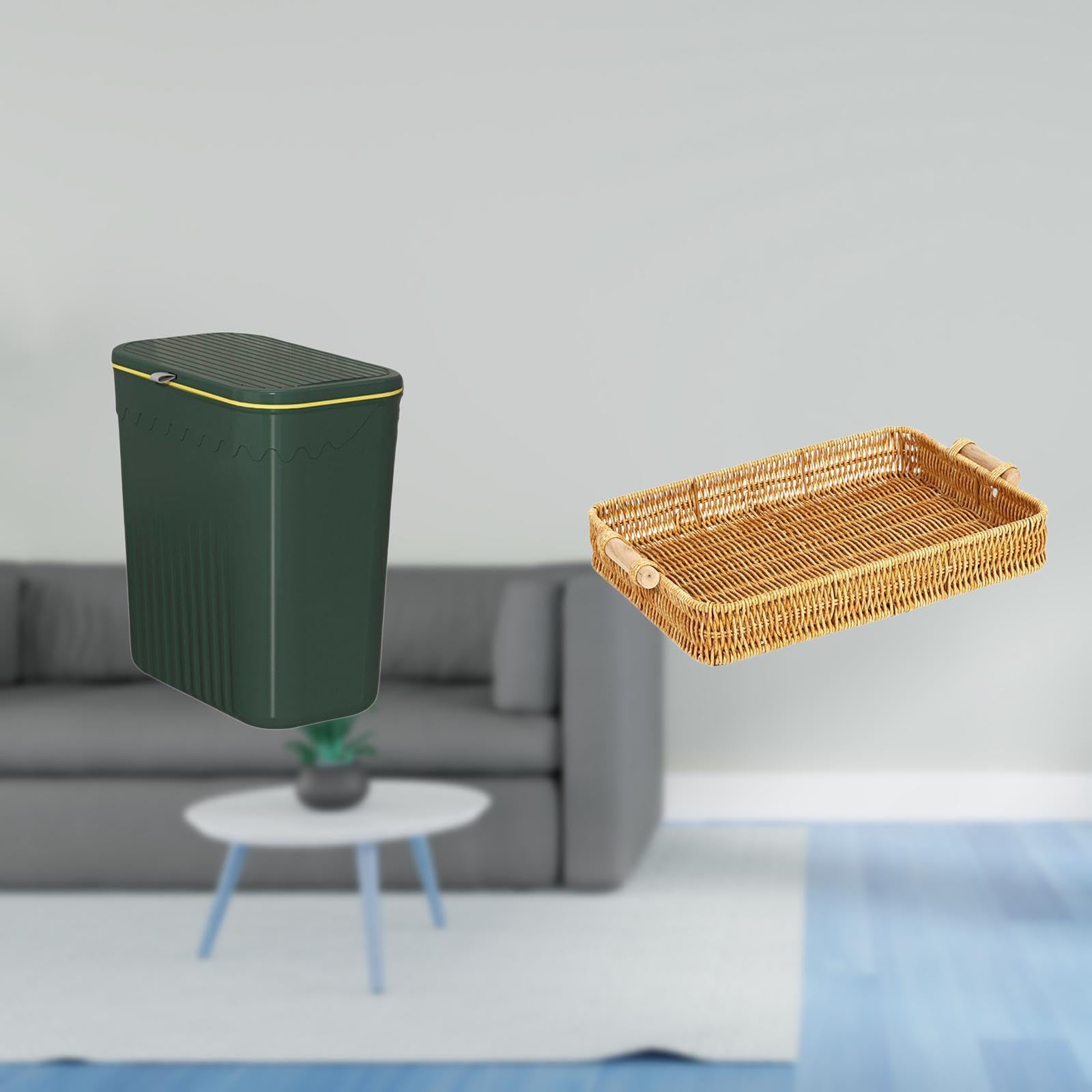 Enakshi®Space Saving Kitchen Trash Basket and Woven Fruit Bowl Holder for Toilet Craft Room Desktop Snack Serving Bread Plate|Home & Garden|Household Supplies & Cleaning|Trash Cans & Wastebaskets-image-35