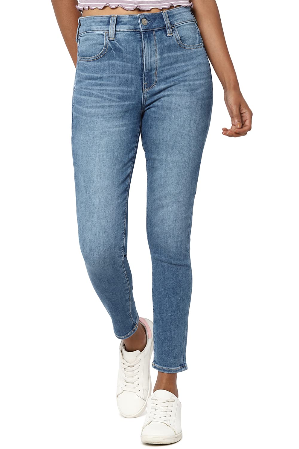 American Eagle Outfitters AE Ne(X) t Level Super High-Waisted Jegging Crop Blue