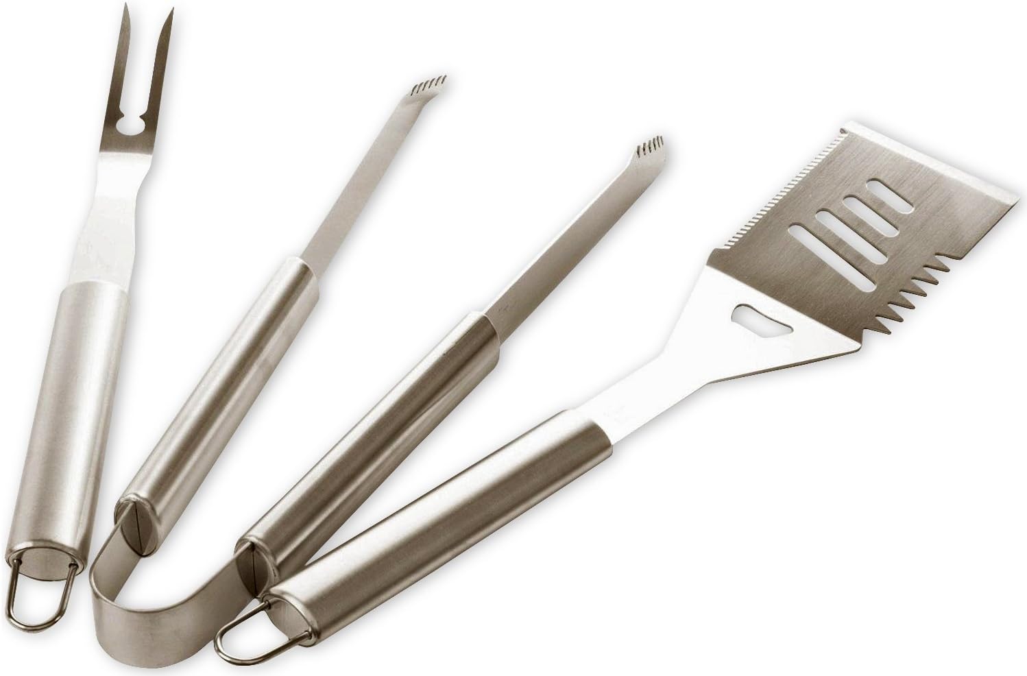 Professional BBQ Grill Tools - Set Includes Spatula, Tongs, and Fork - Premium Quality Stainless Steel - This Barbeque Utensil Kit Is the Perfect Accessory for a Grill or Kitchen - Premium 1 Year Guarantee