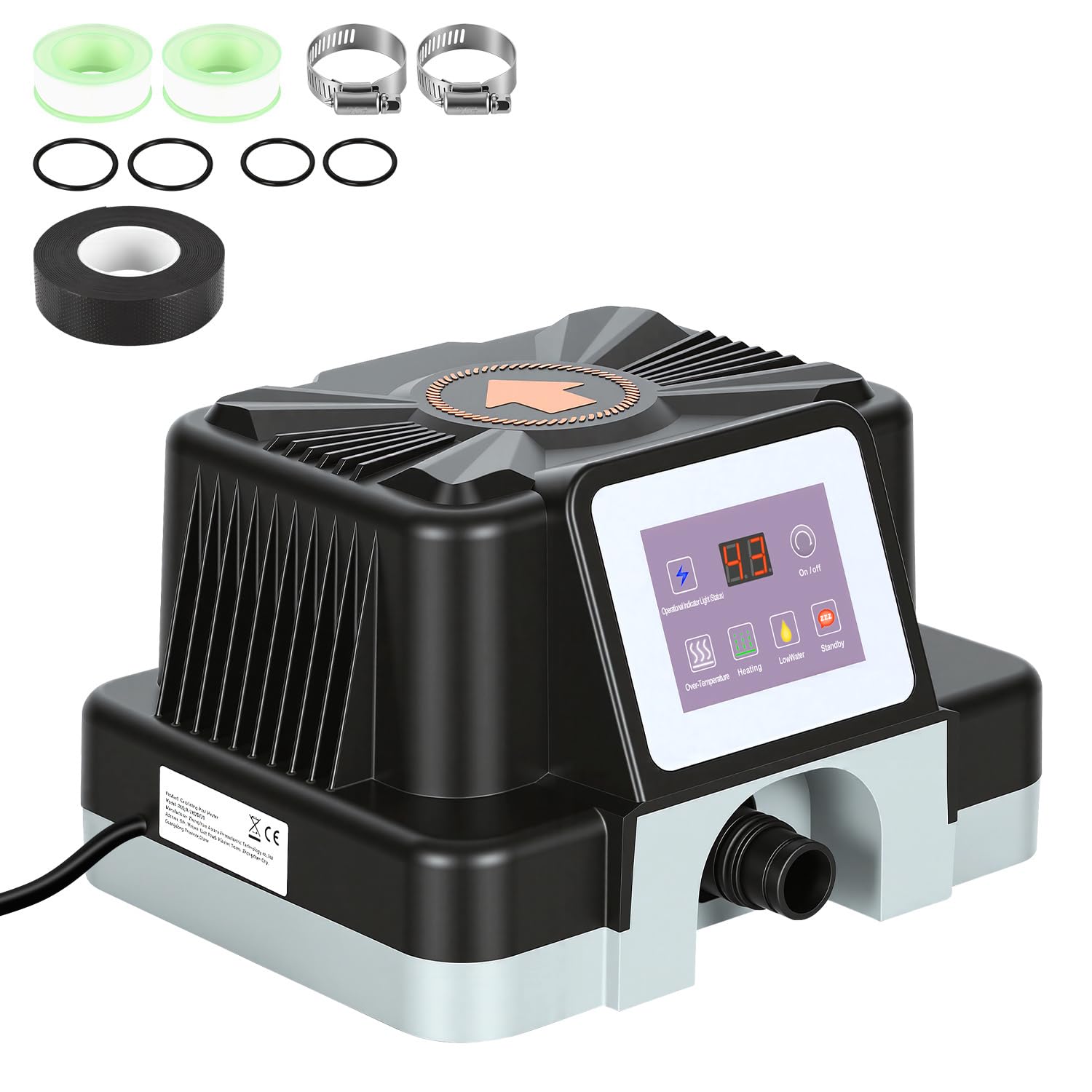 Poolheizung 33 x 29 x 21 cm, Warmwasser Heizung für Pools, 3000W Schwimmbadheizung mit Digitalanzeige und automatischer Wärmespeicherung, 32-38mm Anschluss, Pool Heizungen für Schwimmbad