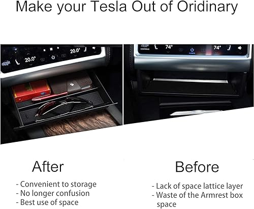Miniatura 2 de Moonlinks for Tesla Model SModel X Center Console Drawer Box, Center Console Cubby Drawer Storage Box Customized for Tesla Model SModel X 2012-2020