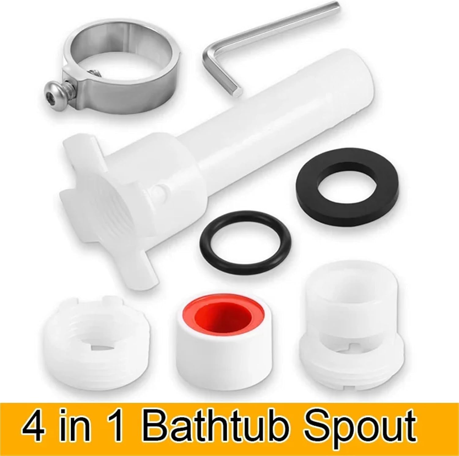 Tub Spout Diverter Repair Kit 4Sets Universal 4 in 1 Tub Spout Conversion Set Bathtub Adapter Kit Faucet Extende Head Sprayer Bathroom Basin Tap Extend