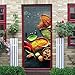 SHOMEY Naklejki 3D na drzwi mural zastawa stołowa przyprawa 83 x 204 cm 2 szt. samoprzylepne wodoodporne ścienne mural biuro sypialnia salon dzieci usuwalne artystyczne naklejki na drzwi