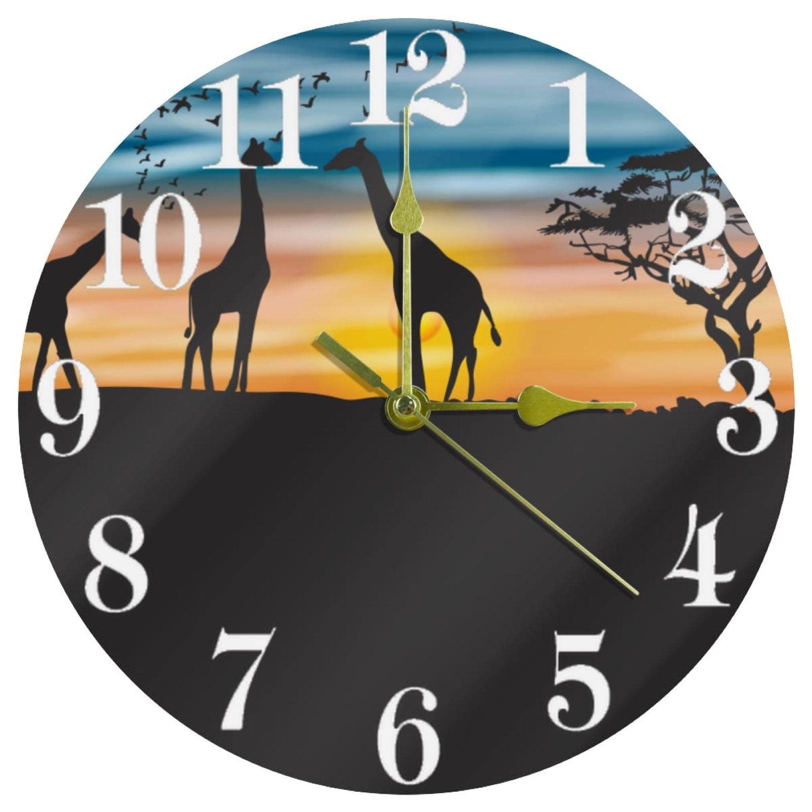 Horloge murale ronde acacia anti tic-tac pour retrouver le sommeil et le calme