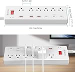 Power Bar, HITRENDS Surge Protector with 6 AC Outlets & 6 USB Ports (3 USB-C & 3 USB-A), 20W PD Fast Charging USB-C, 6 Ft Flat Plug Extension Cord with Multiple Outlet, 1625W/13A, for Home Office