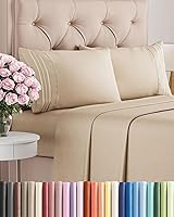 Vista 1 de Juego de sábanas de 4 piezas de tamaño matrimonial, cómodo juego de sábanas transpirables y refrescantes, ropa de cama de lujo de hotel