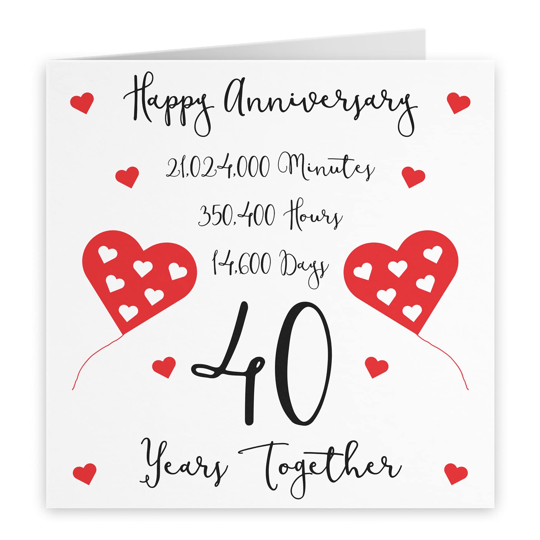 Hunts England - 40th Wedding Anniversary Card - 40 Years Together - Happy Anniversary - Timeless Collection - Fun Cute Card - Image 2