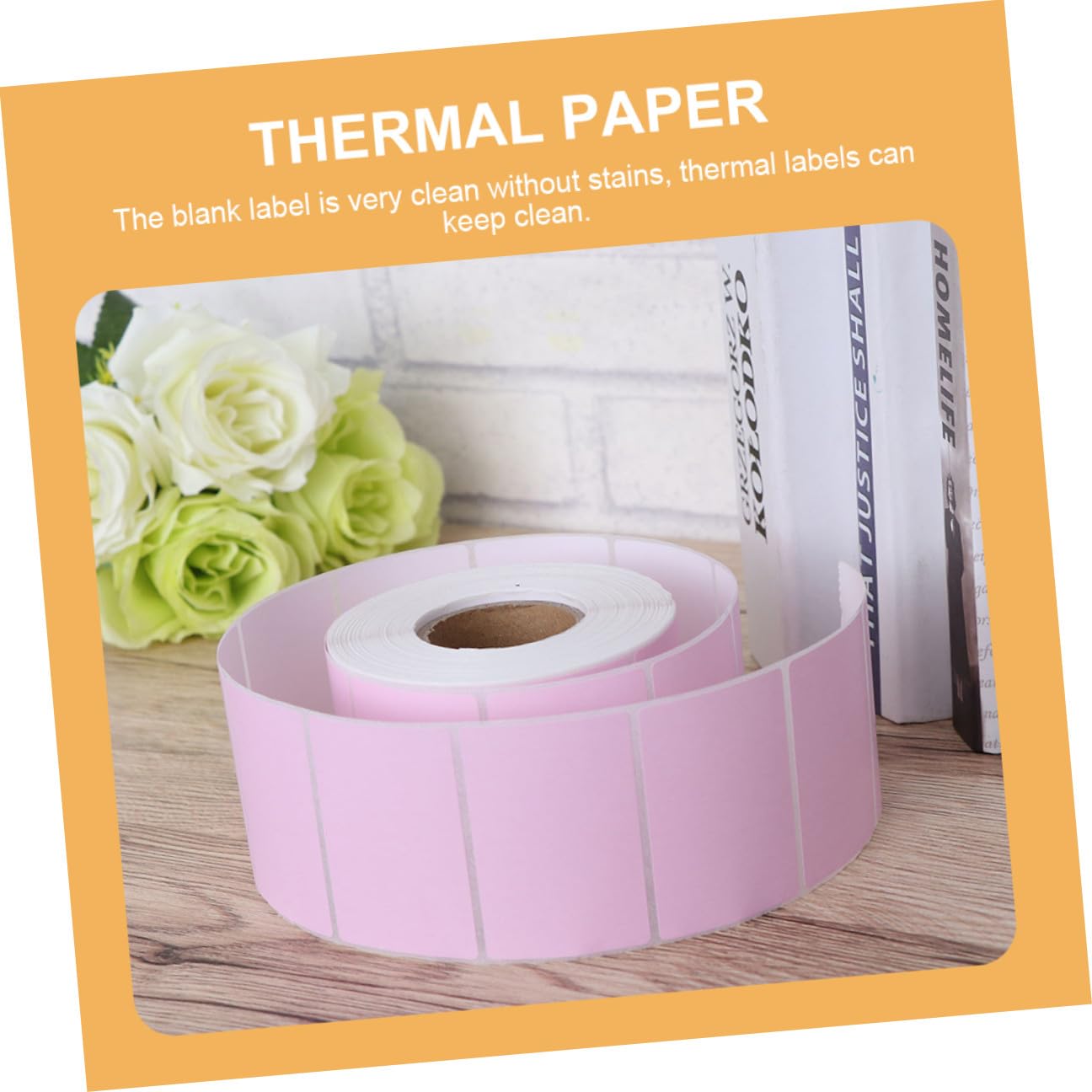 PRETYZOOM 2 Rotoli Etichette Termiche Adesive Rosa in Carta Termica Superficie Liscia, Etichette Autoadesive Vuote per Spedizioni e Imballaggi, Formato 60x40 Mm