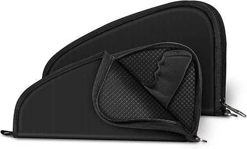 Vista 8 de FINPAC Estuche para Pistola Táctico, Funda de Arma de Fuego Suave con Bolsa de Almacenamiento para Pistolas con Anillo en D y Forro Acolchado