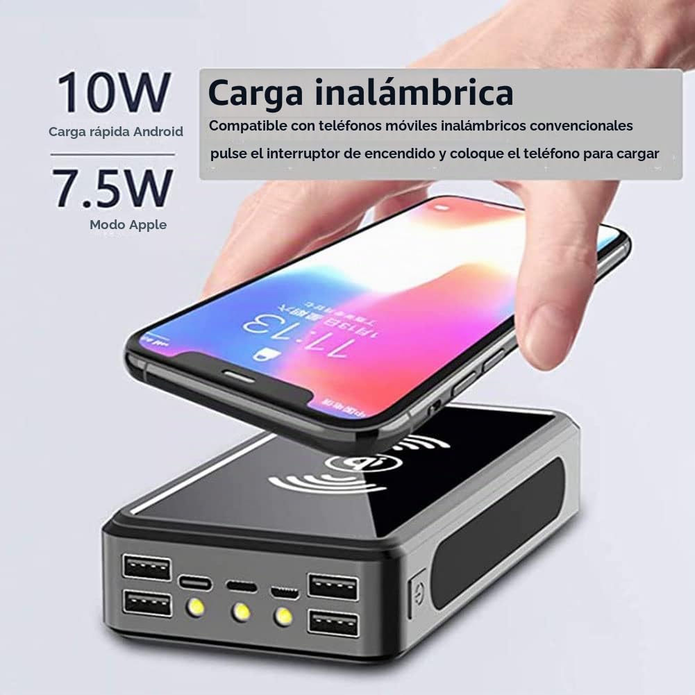 Cargador Solar, 100000Mah Power Bank Portátil Inalámbrico con 4 Outputs Power Bank con USB C Carga Rápida para 99% De Los Dispositivos USB del Mercado,100000Mah,50000mAh
