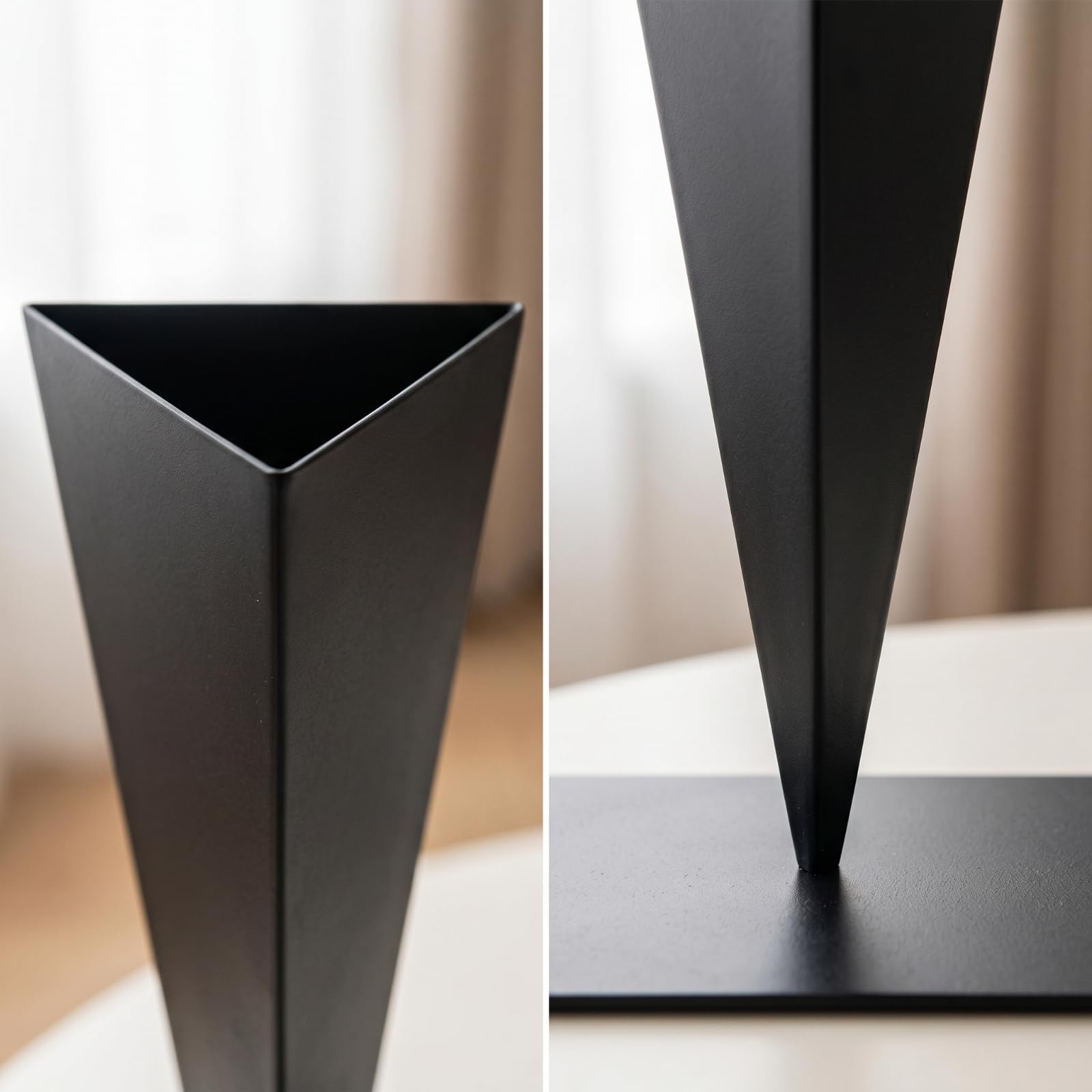 Contenedor Decorativo Jarrón Florero Recipiente Soporte Diseño Moderno Geométrico con Base Cuadrada Lisa y Cuerpo Hierro Estable para Arreglos