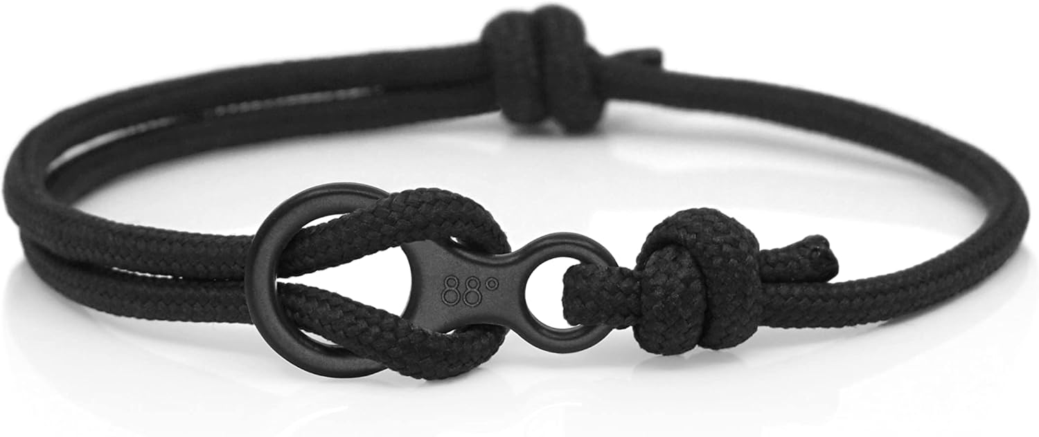 Figure 8 Climbing Bracelet for Men & Women, Made from Stainless Steel and Rope, Handmade, Adjustable