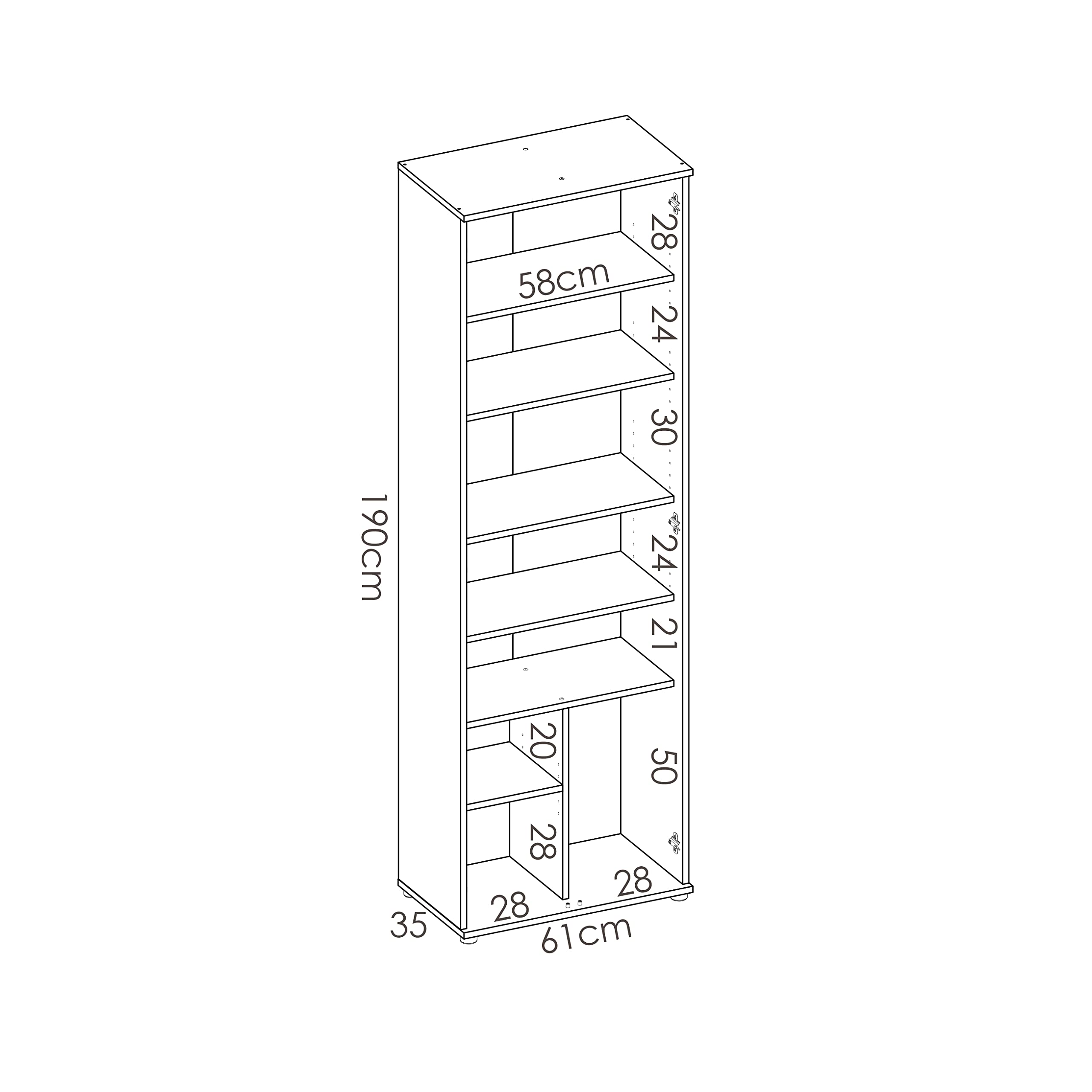 HOMEKIT Armadio multiuso 6 ripiani, bianco, 61 x 190 x 35 cm