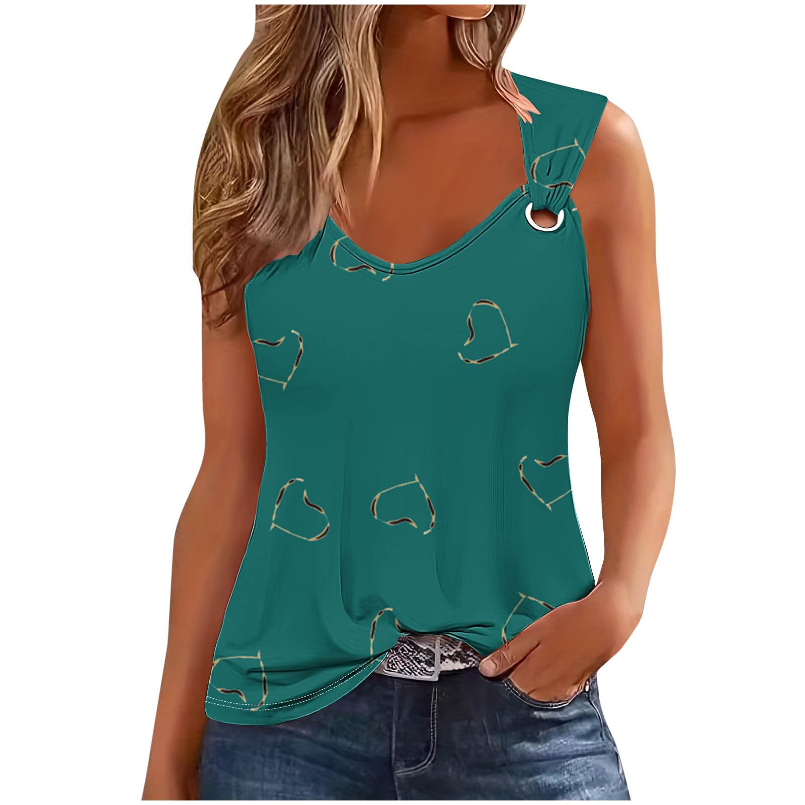 NUSGEAR Camisetas sin Manga Mujer 2024 Verano Moda Estampada de Flores Casual Camisola Camisetas de Tirantes Cuello Redondo Deportivo Original Fiesta Playa Chaleco Tops Camisa Blusa Suelto Basic tee