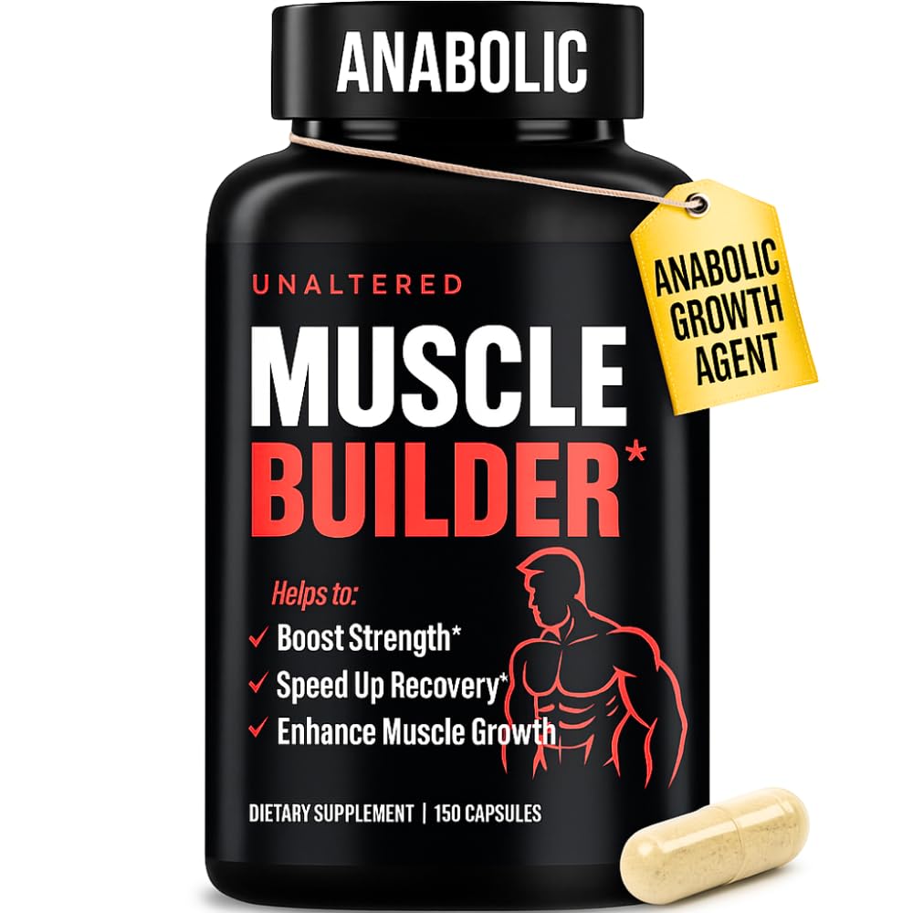 UNALTERED Anabolic Muscle Builder for Men - Growth, Size, Strength - Natural Muscle Building Supplement & Energy Booster - Tribulus Terrestris, Ginseng, Vitamin D3, Ashwagandha - 150 Capsules