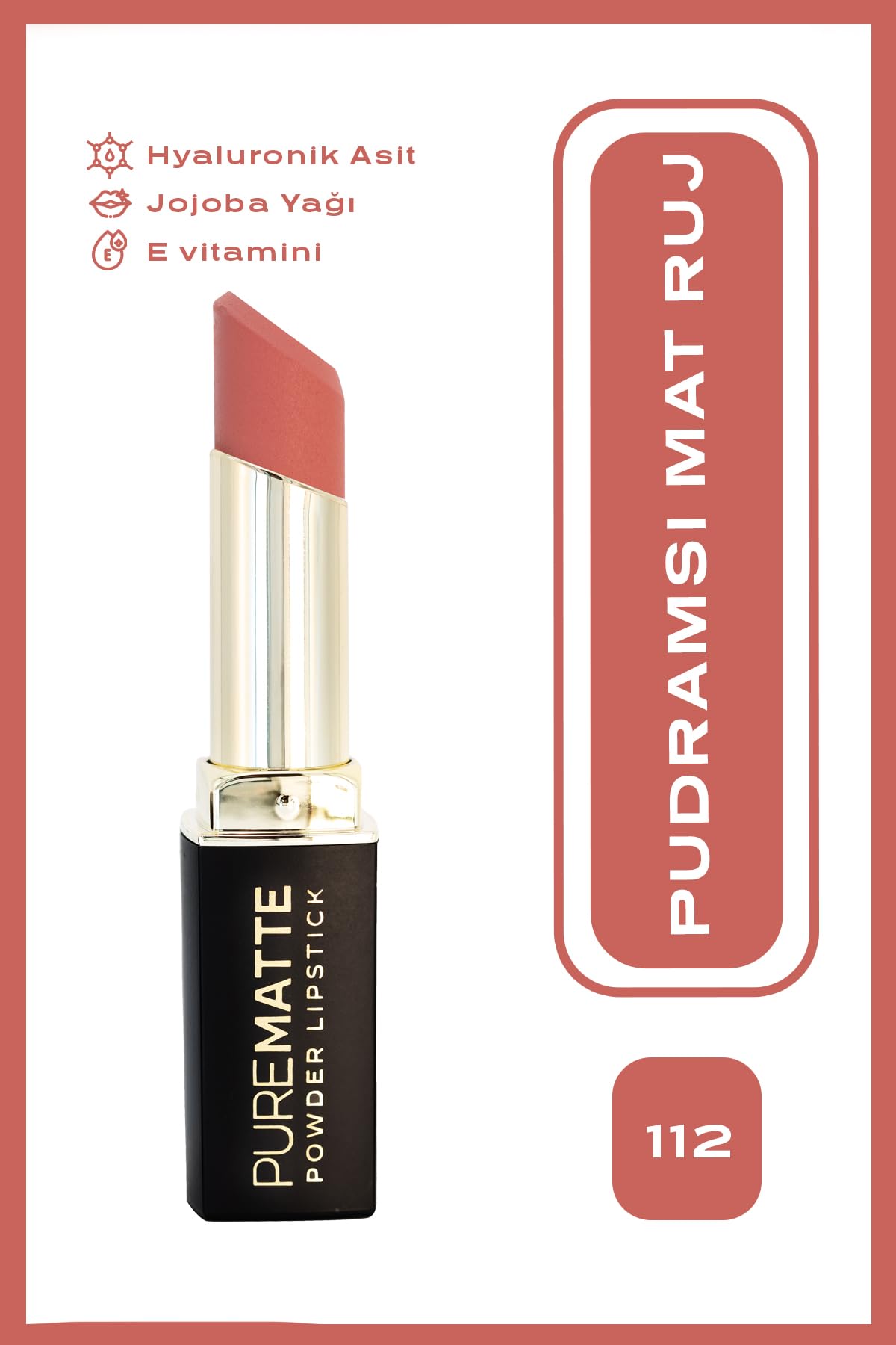 Golden Rose Pure Matte Powder Lipstick No: 112 - Nemlendirici Pudramsı Mat Ruj