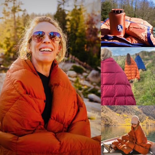 Image of Horizon Hound Puffy Down Camping Blanket - Outdoor Travel Quilt, Orange | Insulated, Lightweight & Warm Gear for Sleep, Camping, Stadium, Hiking & Festivals | Water Resistant, Packable & Compact