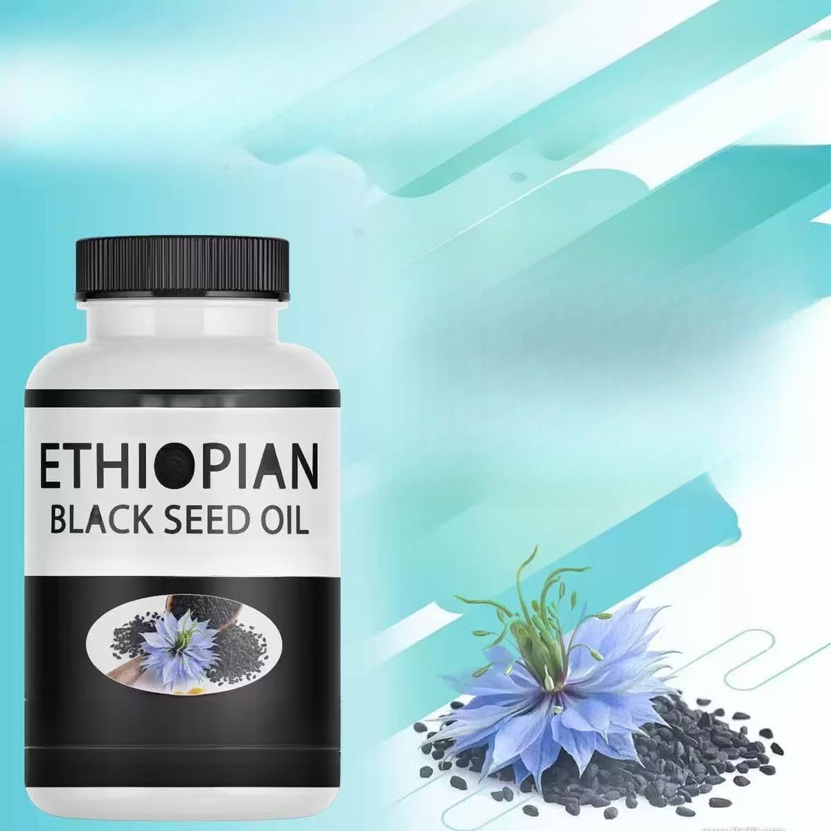 Aceite de semilla negra de Etiopía, sin OMG, sin gluten, orgánico y prensado en frío,1pc