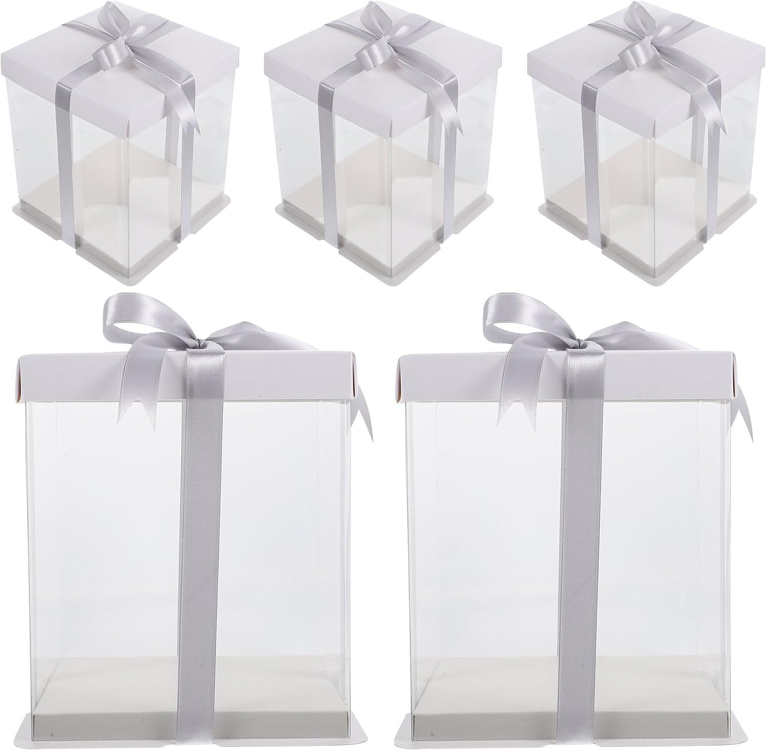 5pcs Small Square Cake Boxes 4-inch with Lid Birthday Dessert Packaging for Bakery and Party Wrapping