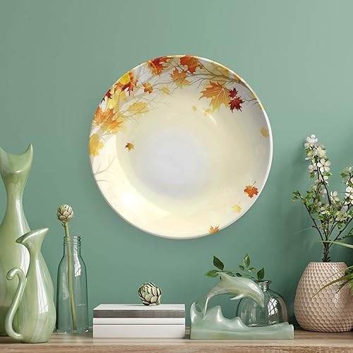 Miniatura 5 de XISUNYA Plato decorativo de 6 pulgadas, cerámica de cerámica para decoración de otoño, imagen suave de hojas de otoño desvanecidas, impresión de