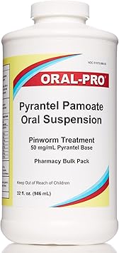 Oral-Pro, Pyrantel Pamoate Oral Suspension 50mg/mL, Pinworm Treatment for Adults and Children 32 Ounce