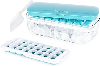 LIVIVO Ice Cube Tray with Lid Dispenser & Sto...,
