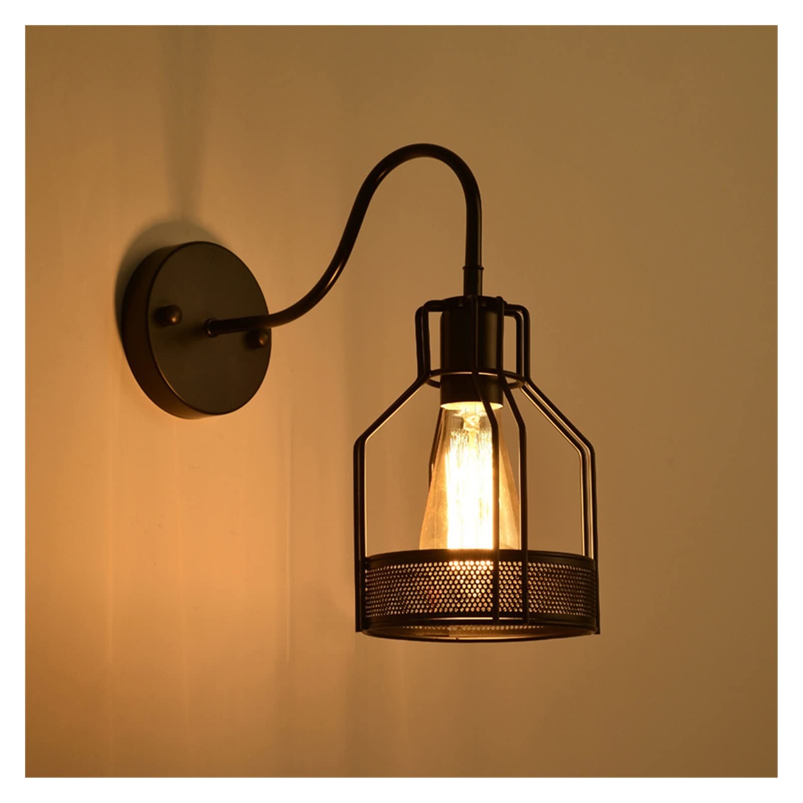 Lámpara de pared, Viento industrial V-intage Jaula de hierro Lámpara de pared Apliques de ruedas Bar Restaurante Loft AC90 260v Luz de soporte montada en la pared, Lámpara de pared moderna Comfortable