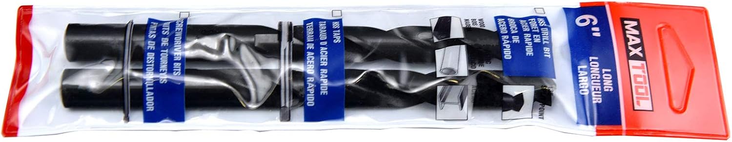 MAXTOOL 3/8"x6" 2pcs Identical Aircraft Extension Drills HSS M2 Extra Long Deep Twist Drill Bits Straight Shank Fully Ground Black; ACF02B06R24P2