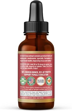 Herbal Goodness Brain and Focus Supplement 1oz, Gingko and Lion's Mane