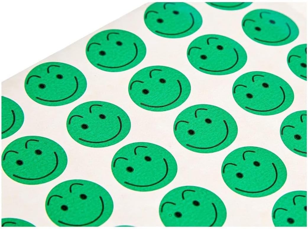 APLI Kids 14373 - Gomets autoadhesivo smile verde cara feliz en rollo de 900 pegatinas en total.