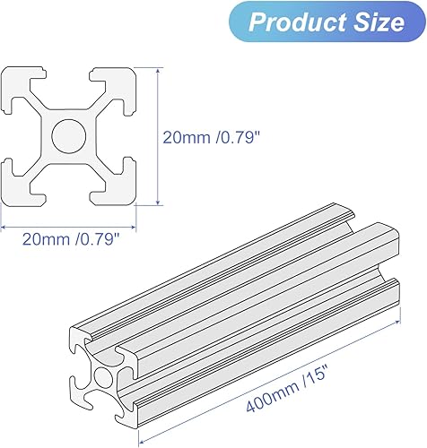 Miniatura 2 de MECCANIXITY 10 piezas de extrusión de aluminio con ranura en V 2020, estándar europeo, 15.748 in, 15 pulgadas de longitud, riel anodizado negro para