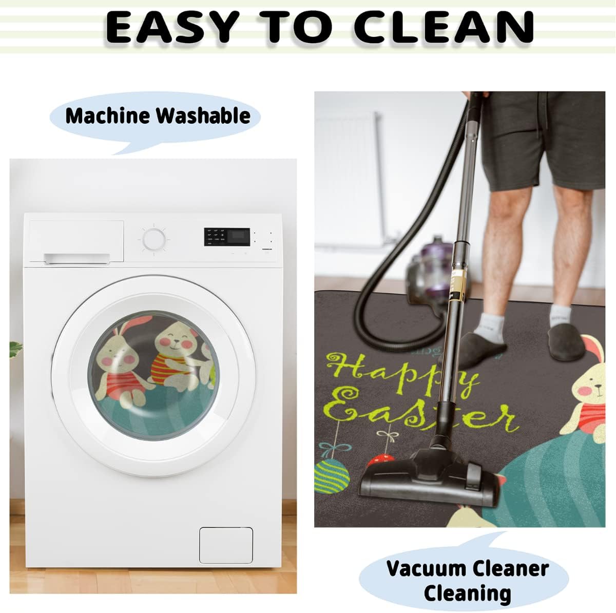 4 x 6 Happy Easter Egg Bunny Super Soft Area Rug for Kids Baby Nursery, Rugs for Living Room, Fuzzy Rugs for Nursery