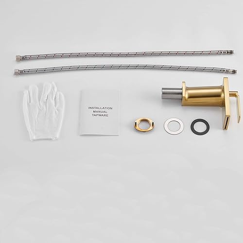 Miniatura 6 de Esnbia Grifo de baño, grifo de lavabo de baño de una sola manija de acero inoxidable caliente y frío, oro cepillado