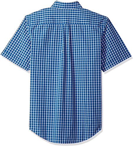 Arrow Usa 1851 Men's Big Hamilton Poplins Short Sleeve Button Down Plaid Shirt, Blue Azalia, 2X-Large Tall #TOP1