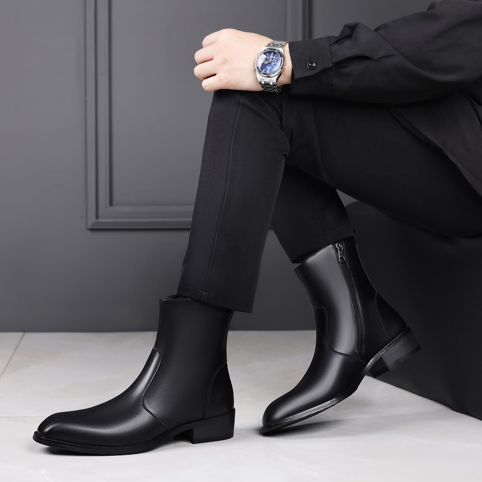 PPXID Bottine Homme Cuir Chelsea Boots Mode Chaussures Détente Confort Bottes Hommes