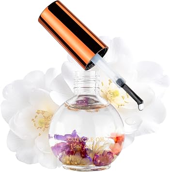 Cuticle Oil with Real Flowers, 15 ML, Nail Oil Hydrates, Moisturizes, Strengthens, Repairs, Nails Damage Dry Cuticle, Jasmine