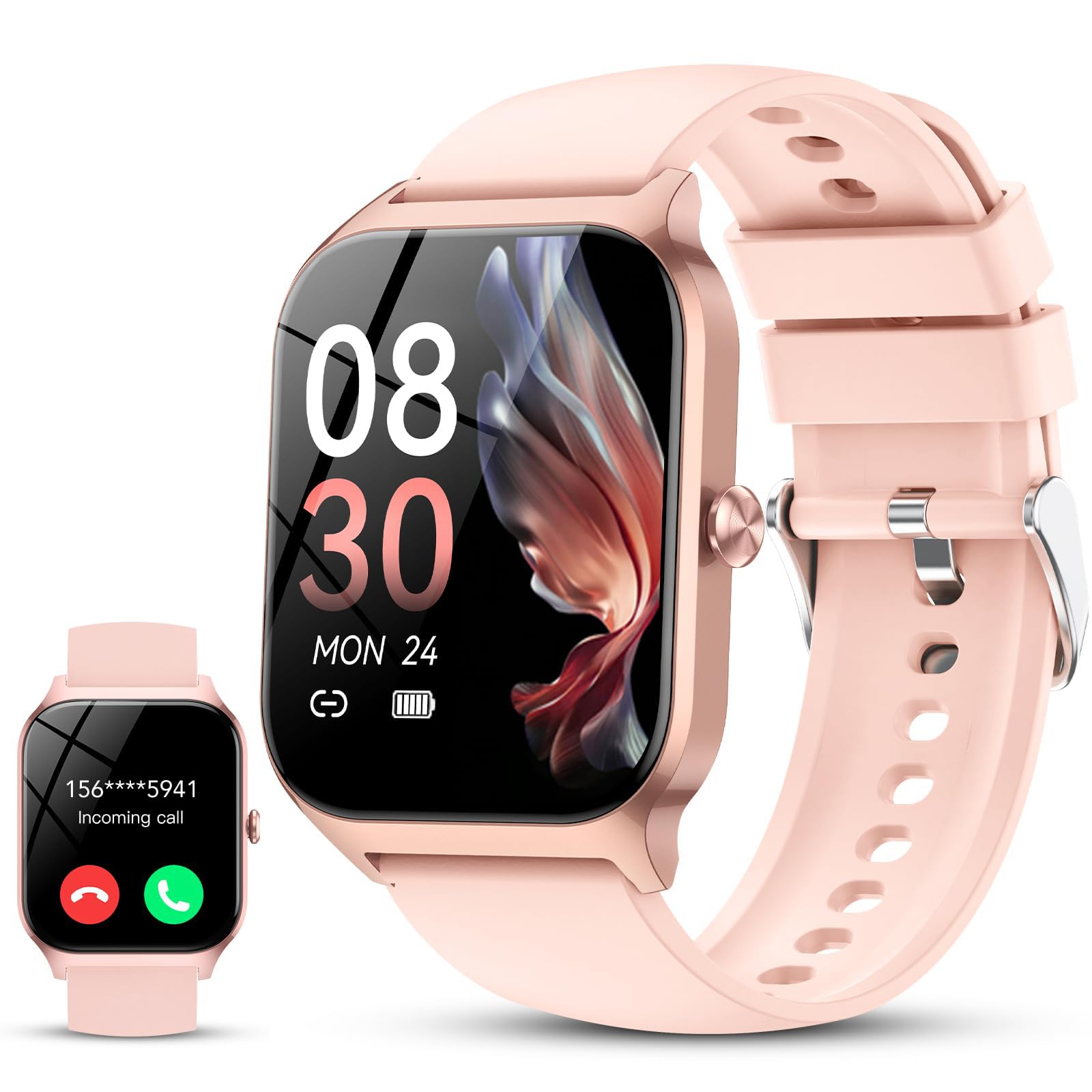 smartwatch bluetooth 1.85 pollici con assistente vocale ip68 rosa