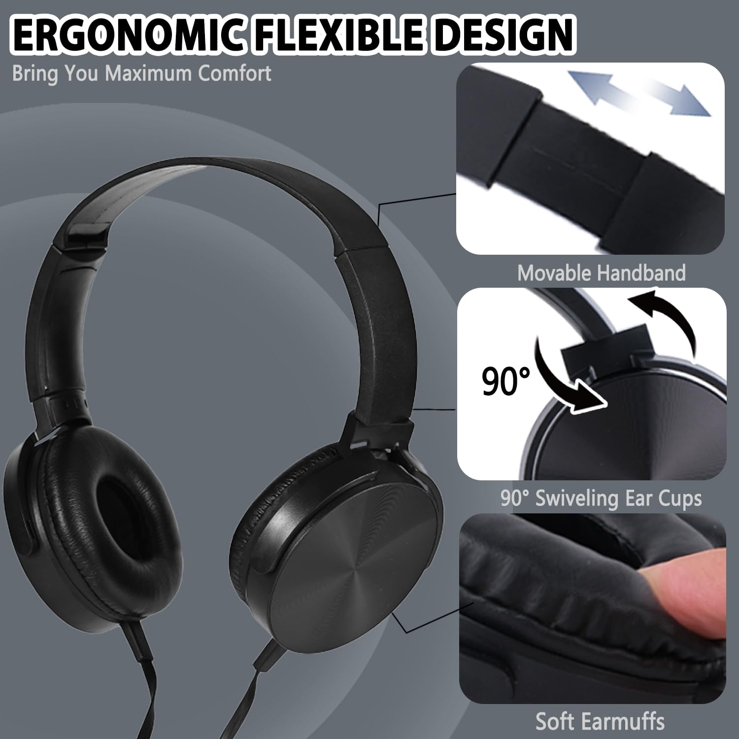 Auriculares a granel con micrófono, paquete de 10 para niños en el aula, auriculares de alambre resistentes con juego de clase de micrófono para estudiantes escolares, adolescentes y niños