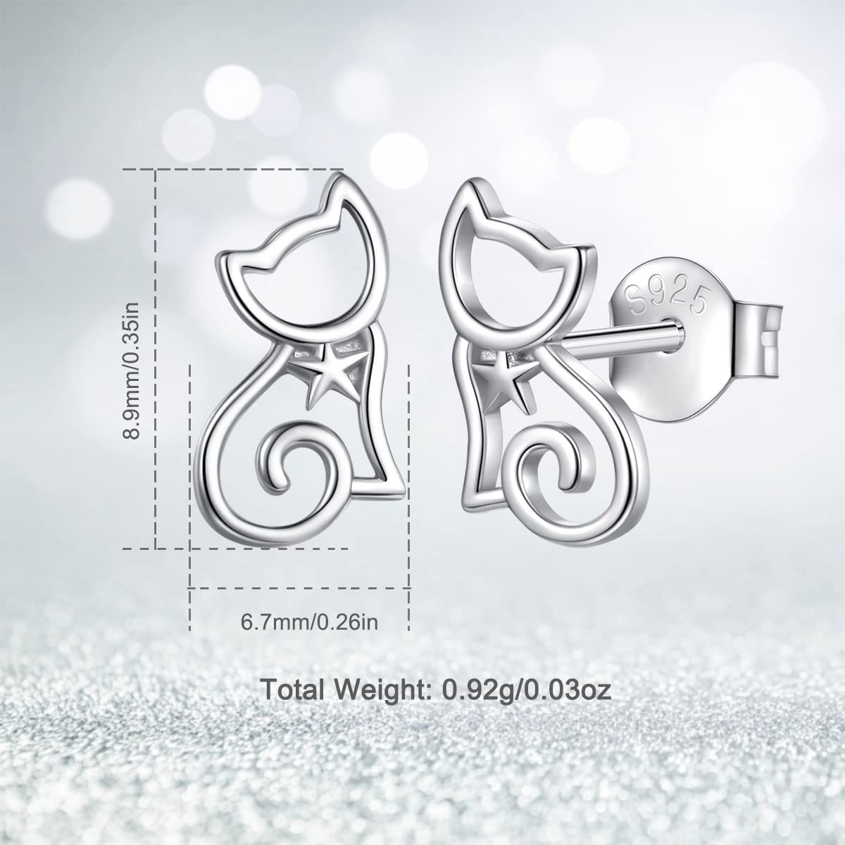 EUDORA Harmony Ball Orecchini a Lobo con Gatto in Argento Sterling da Donna, Orecchini a Cerchio con Gatto Carino Orecchini con Stella di David Orecchini con Fiocco di Neve Gioielli Regalo