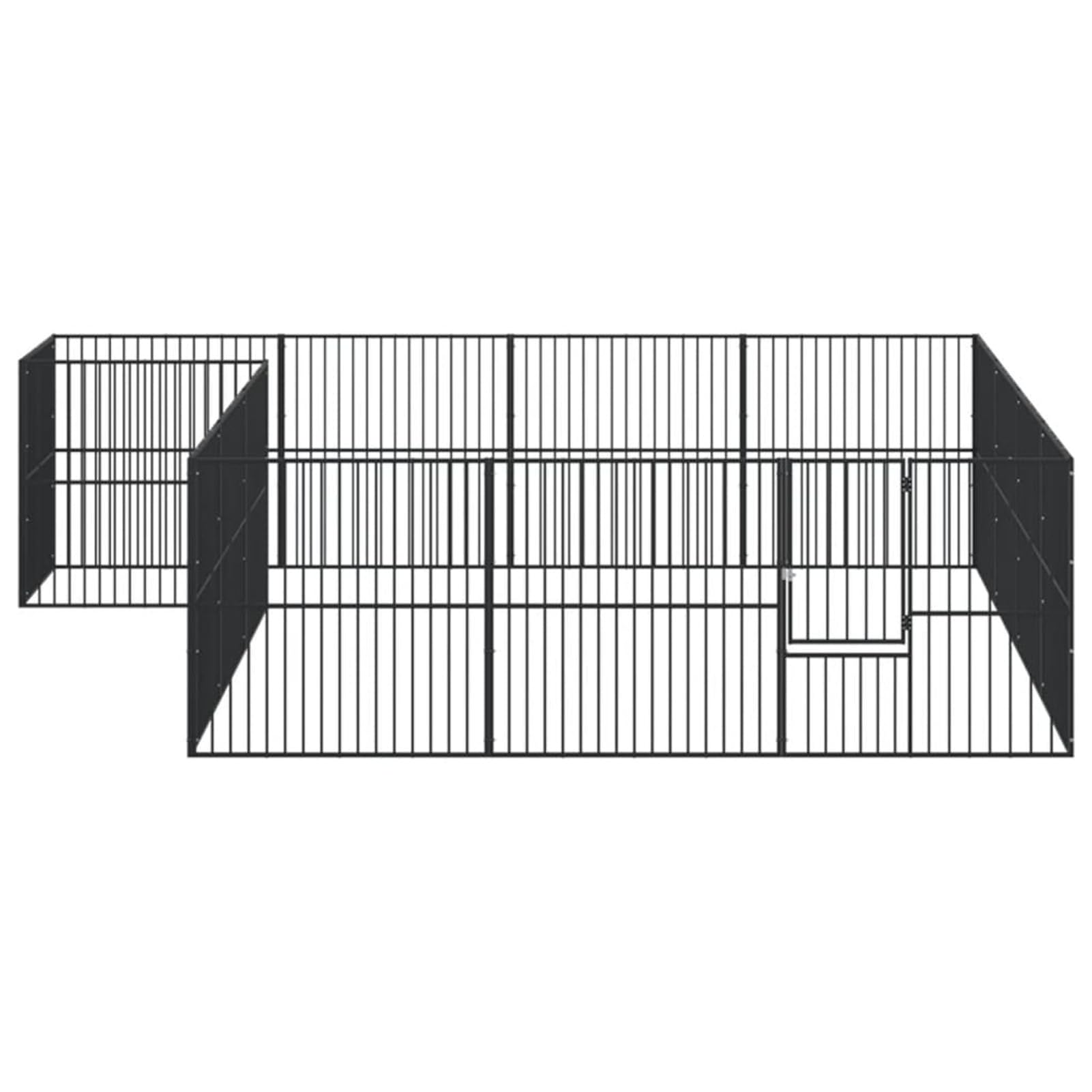 Homgoday Box per cani 16 pannelli in acciaio zincato nero, per esterni e interni, cuccia per cuccioli di animali domestici, rifugio per animali domestici e forniture per animali domestici