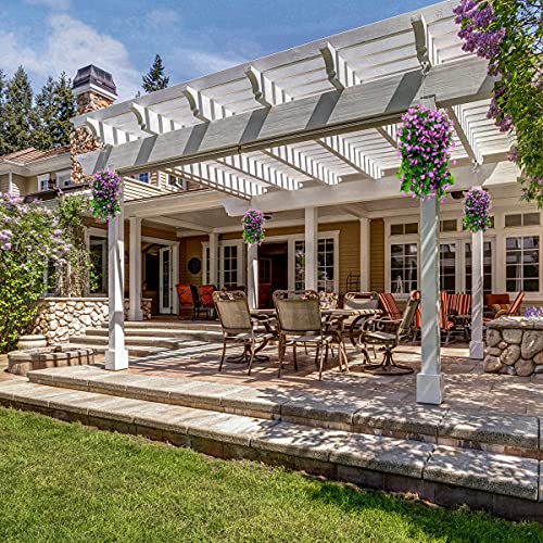 Hanging Artificial Flowers Basket, Fake Hanging Plant, Silk Orchid Flowers, Faux Flower Arrangement For Outdoor Garden Yard Pouch Patio Indoor Home Decoration (Violet) #TOP6