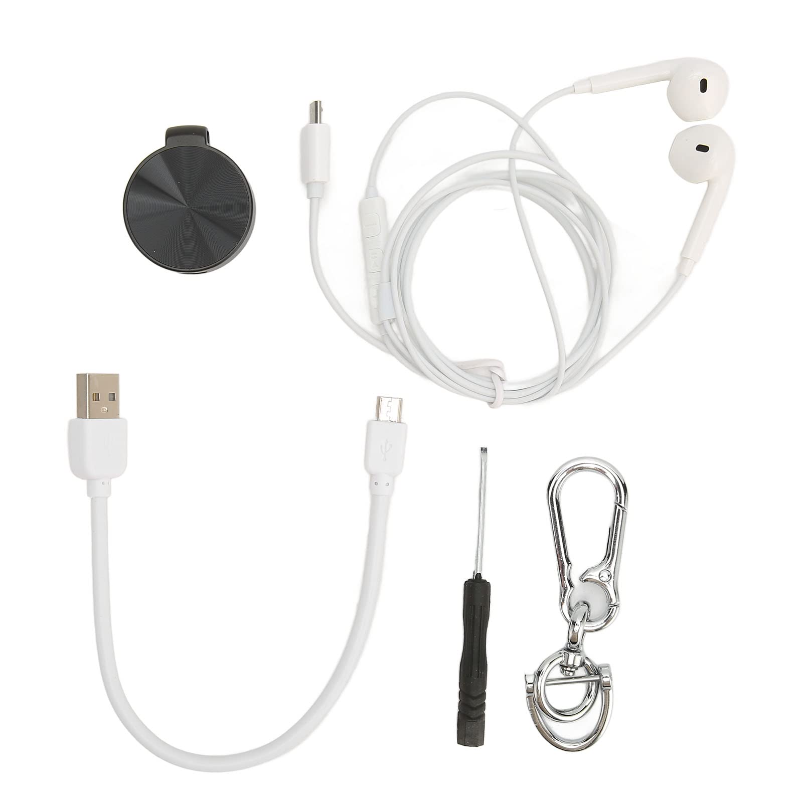 Cryfokt Grabadora de Voz Llavero, Reproductor MP3 con Reducción Inteligente de Ruido, Batería Integrada de 120 MAh de Aleación de Zinc, for Conferencias y Reuniones (Inglés Neutro, Negro 32GB)