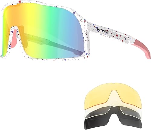 HITWAY Gafas de ciclismo polarizadas para adultos con 5 lentes intercambiables TR90 marco MTB gafas de sol deportivas gafas de ciclismo